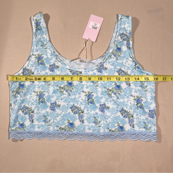 LoveShackFancy Wells Bralette Baby Blue Promise Floral‎ Lace Lounge Size XL NWT - Picture 4 of 8